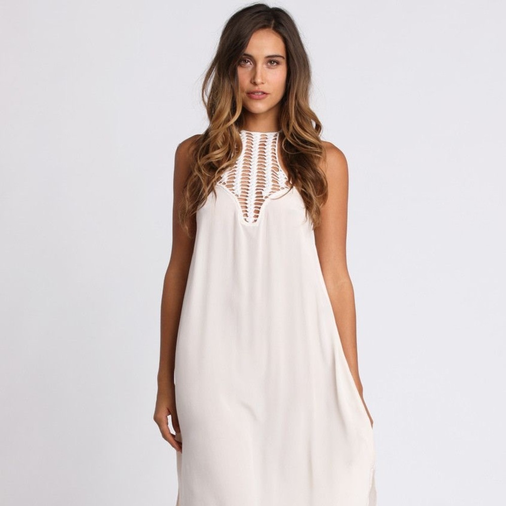 NWT Acacia Swimwear Moscow Positano Crochet Maxi Dress Haupia Off White Cream